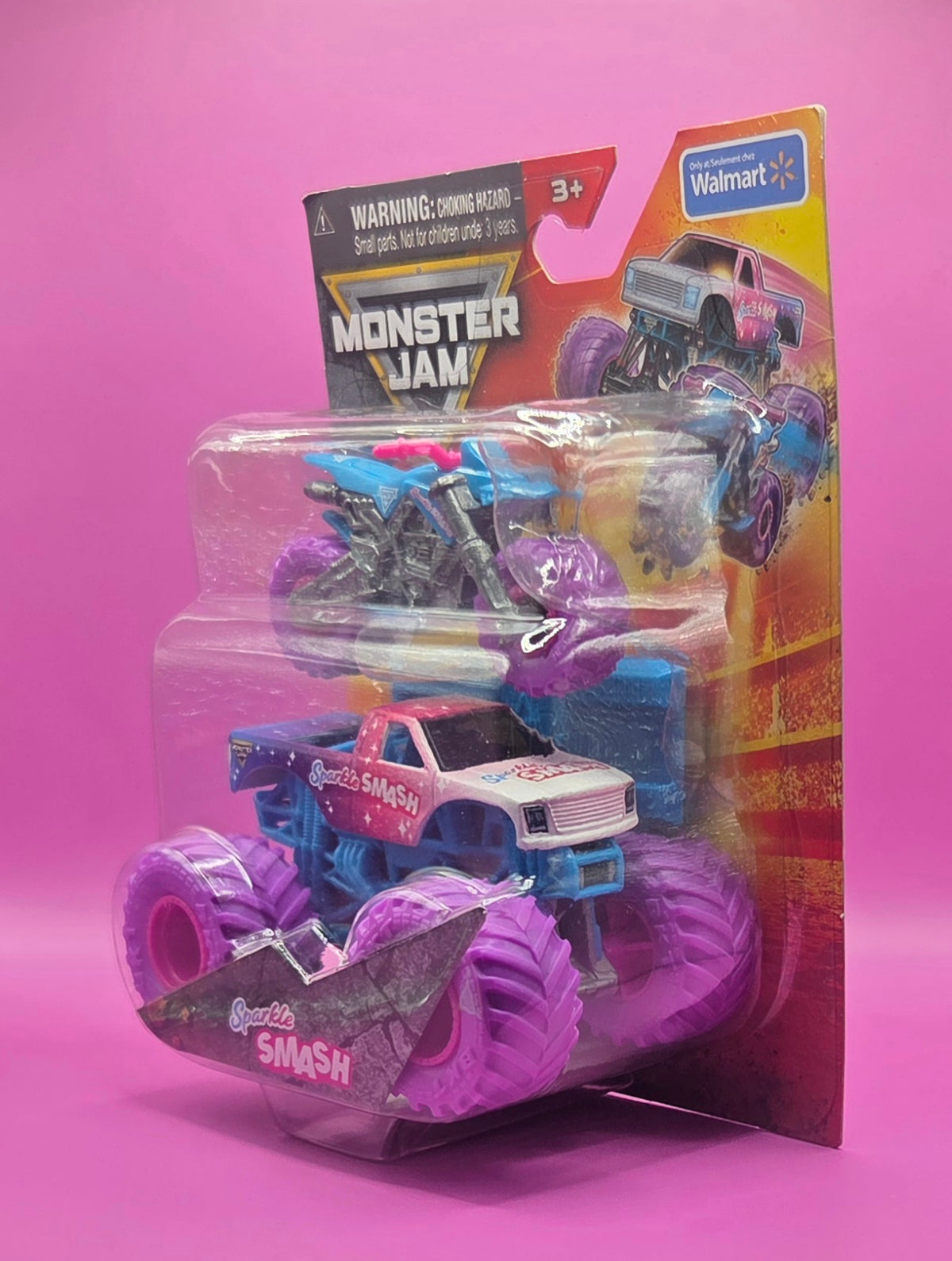 Monster Jam 1:64 Scale 2-Pack Sparkle Smash Monster Truck & Dirt Bike