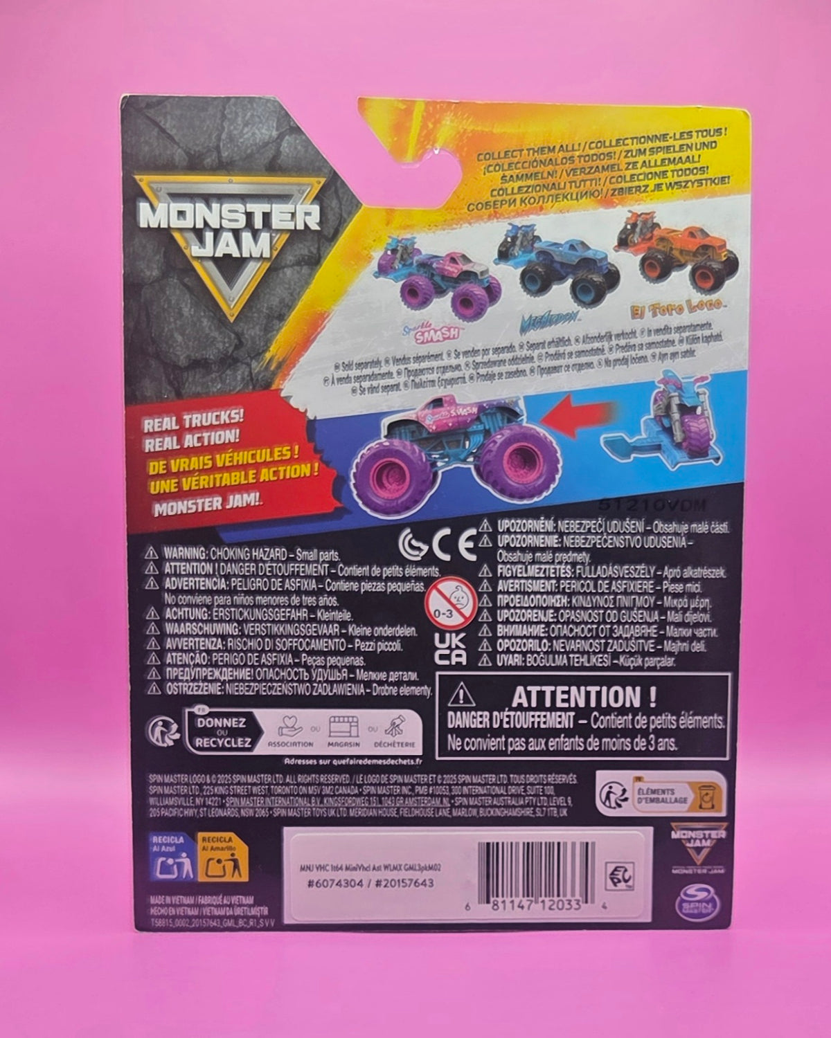 Monster Jam 1:64 Scale 2-Pack Sparkle Smash Monster Truck & Dirt Bike