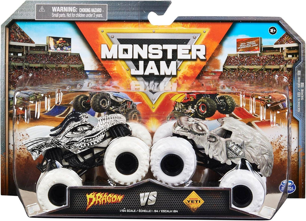 Monster Jam Dragon Vs. Yeti Die-Cast Vehicles, 1:64 Scale