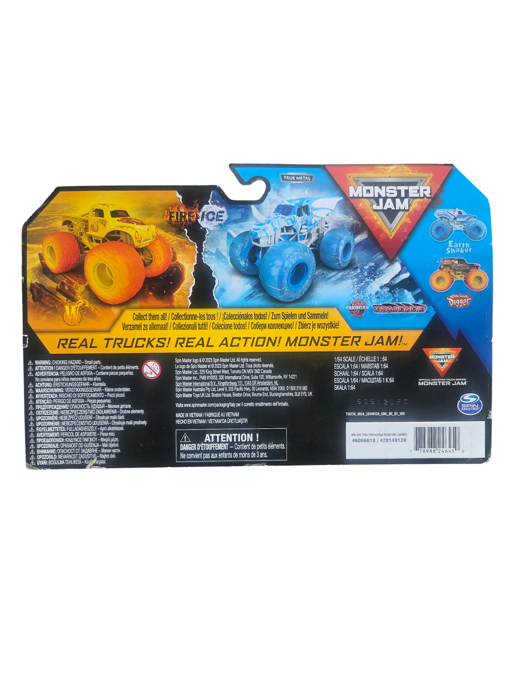 Monster Jam 1:64 2-Pack Fire & Ice Whiplash Vs. Bakugan Dragonoid