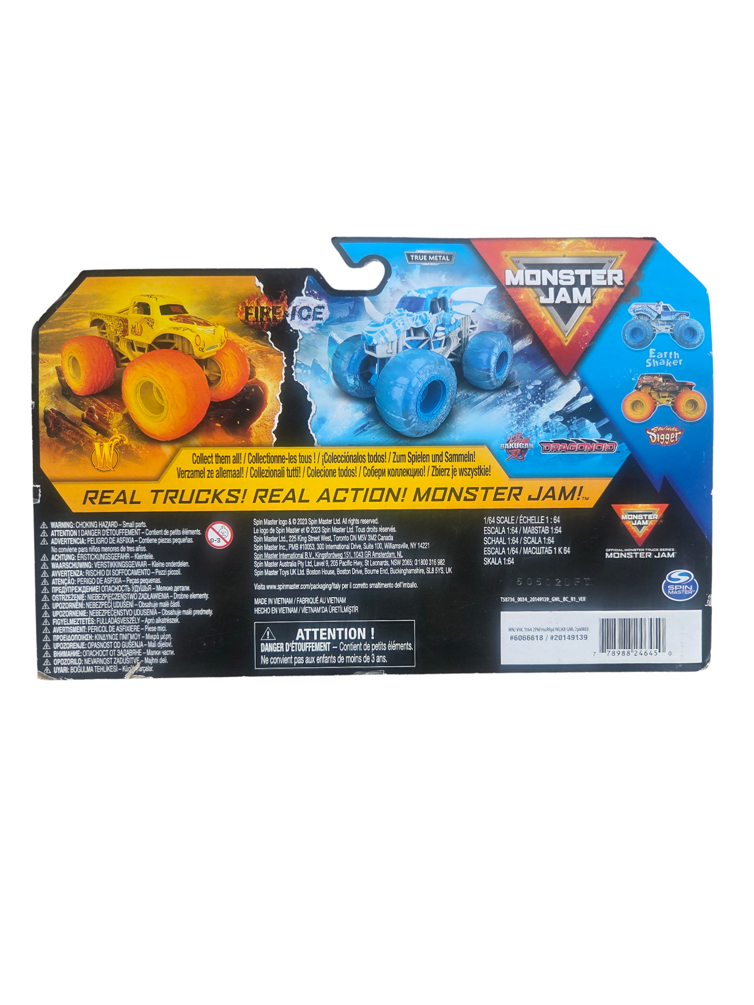 Monster Jam 1:64 2-Pack Fire & Ice Whiplash Vs. Bakugan Dragonoid