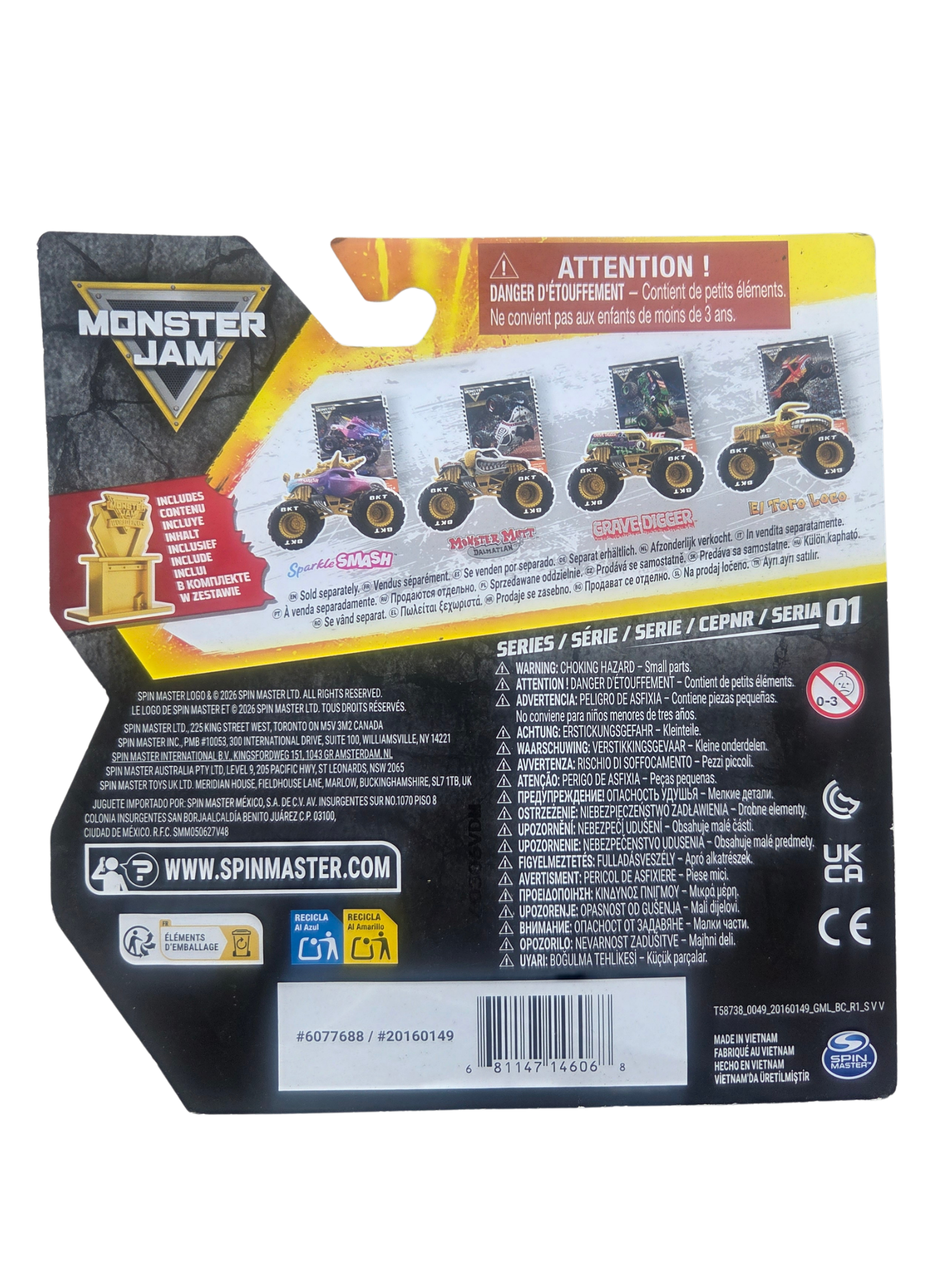 Monster Jam 1:64 Gold Trophy Card El Toro Loco