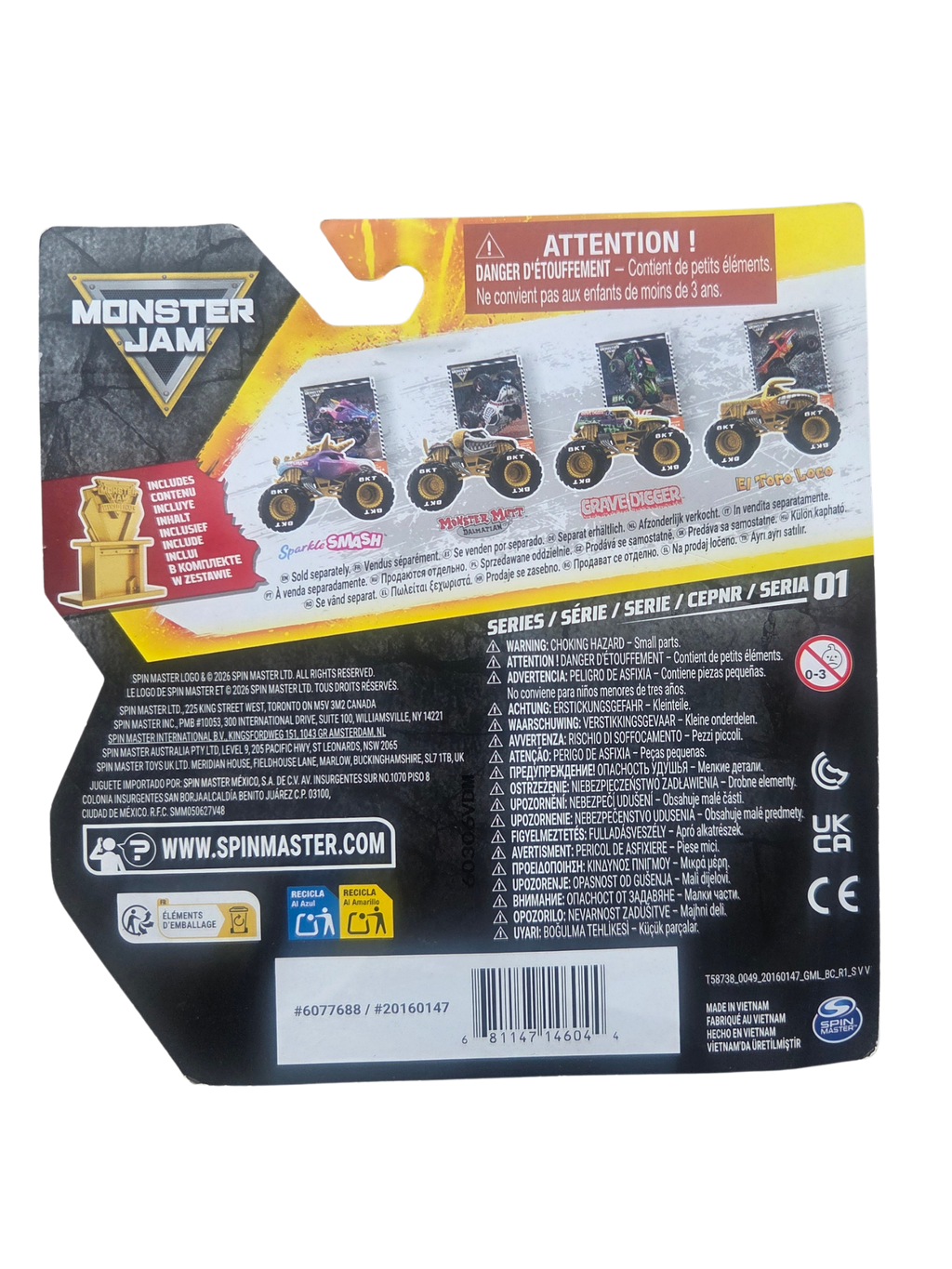 Monster Jam 1:64 Gold Trophy Card Monster Mutt Dalmatian