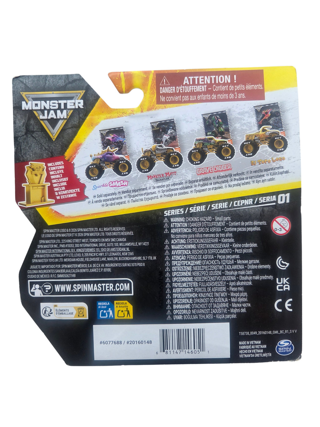 Monster Jam 1:64 Gold Trophy Card Grave Digger