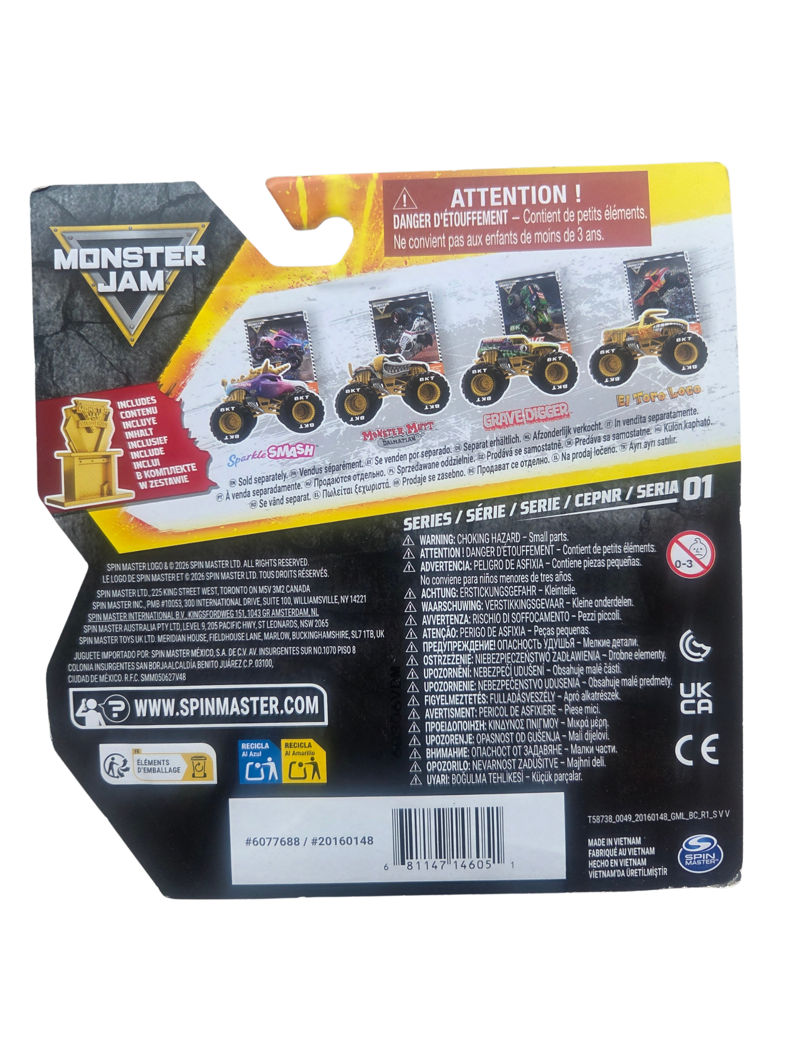 Monster Jam 1:64 Gold Trophy Card Grave Digger