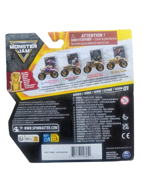 Monster Jam 1:64 Gold Trophy Card Grave Digger