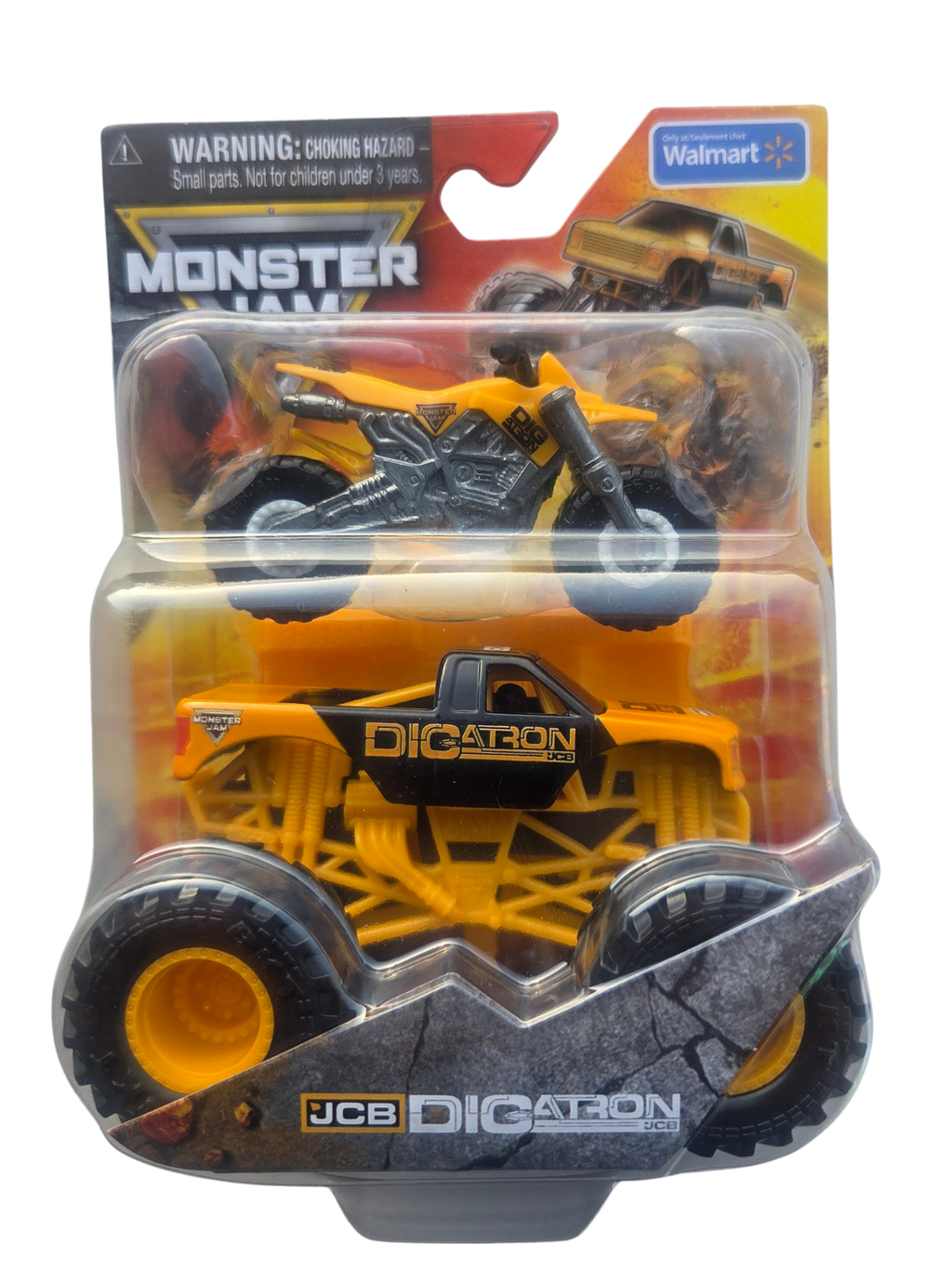 Monster Jam 2-Pack 1:64 Series 1 Freestyle Mania JCB Digatron Monster Truck & Dirt Bike