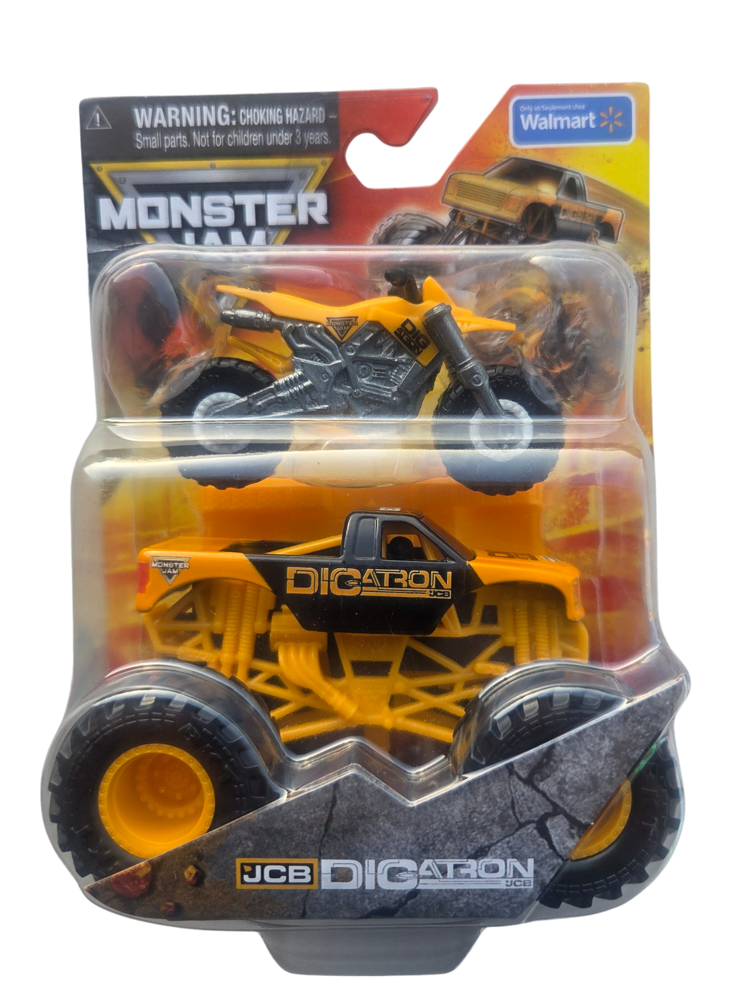 Monster Jam 2-Pack 1:64 Series 1 Freestyle Mania JCB Digatron Monster Truck & Dirt Bike
