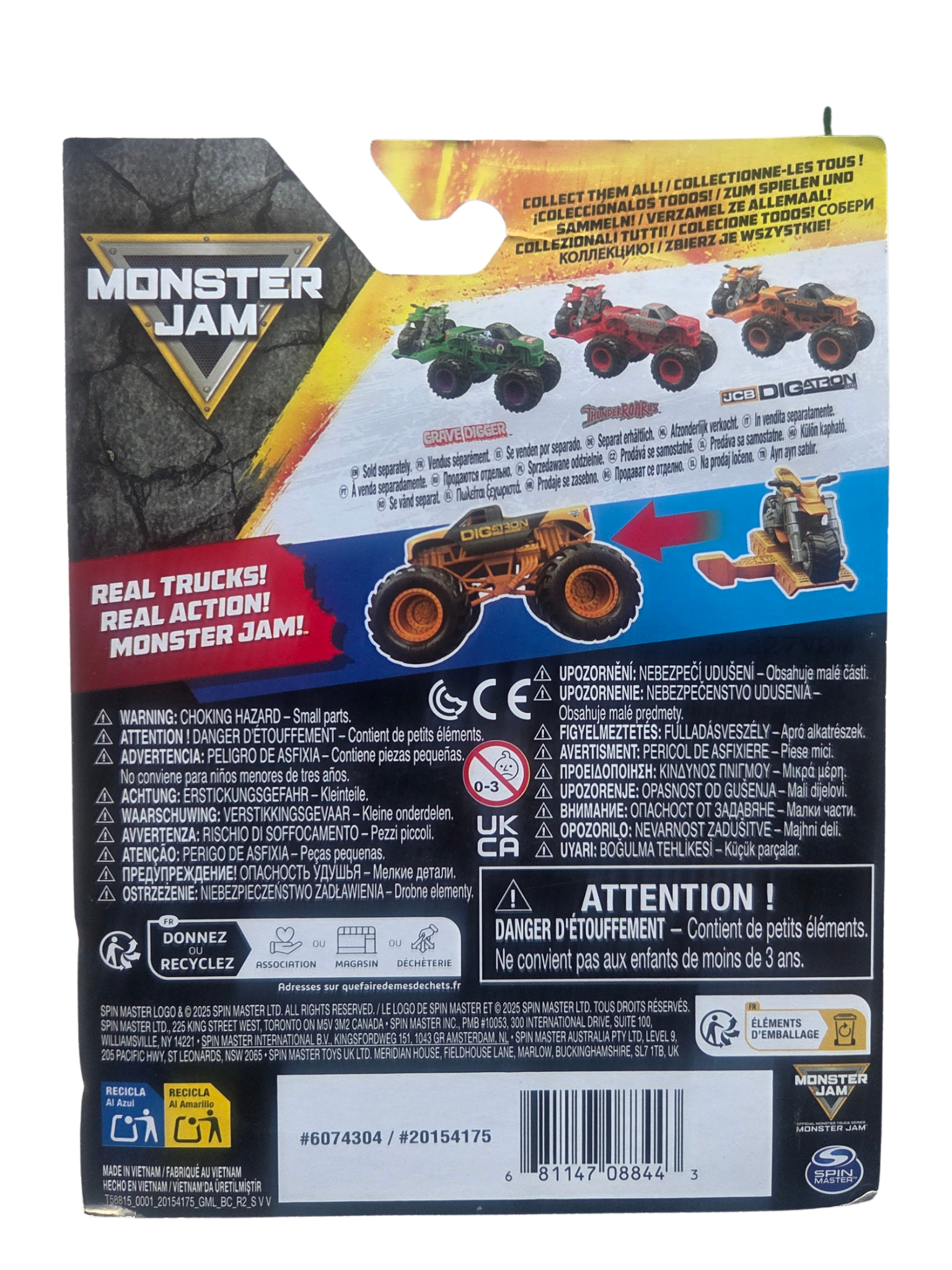 Monster Jam 2-Pack 1:64 Series 1 Freestyle Mania JCB Digatron Monster Truck & Dirt Bike