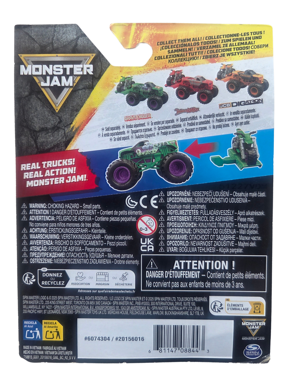 Monster Jam 2-Pack 1:64 Series 1 Freestyle Mania Grave Digger Monster Truck & Dirt Bike