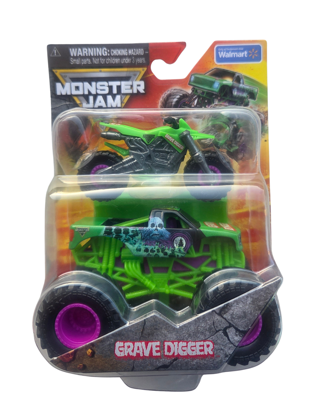 Monster Jam 2-Pack 1:64 Series 1 Freestyle Mania Grave Digger Monster Truck & Dirt Bike