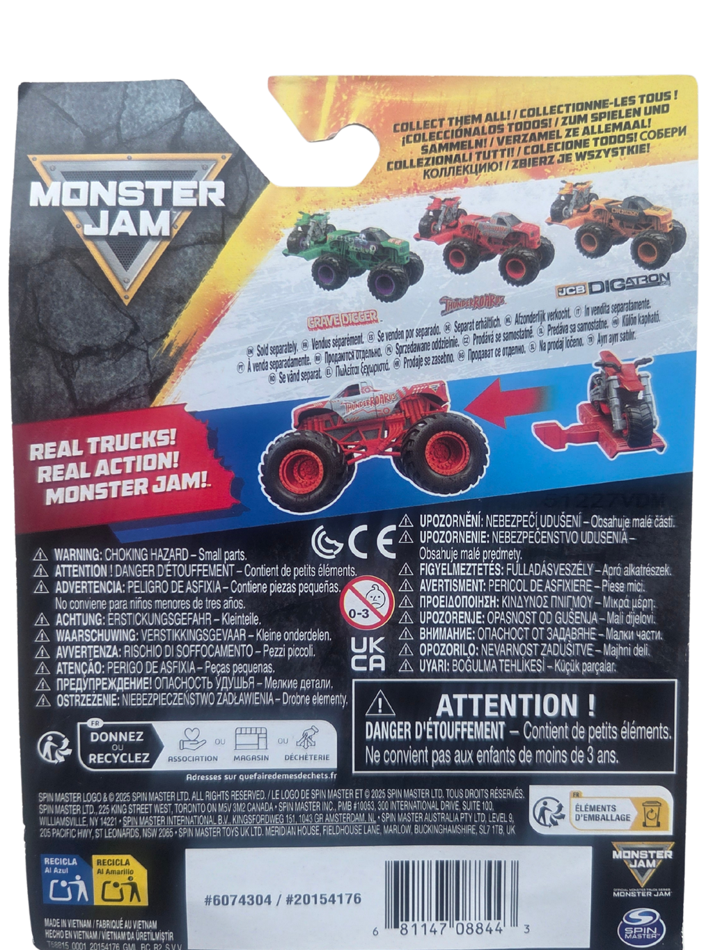 Monster Jam 2-Pack 1:64 Series 1 Freestyle Mania Thunderroarus Monster Truck & Dirt Bike
