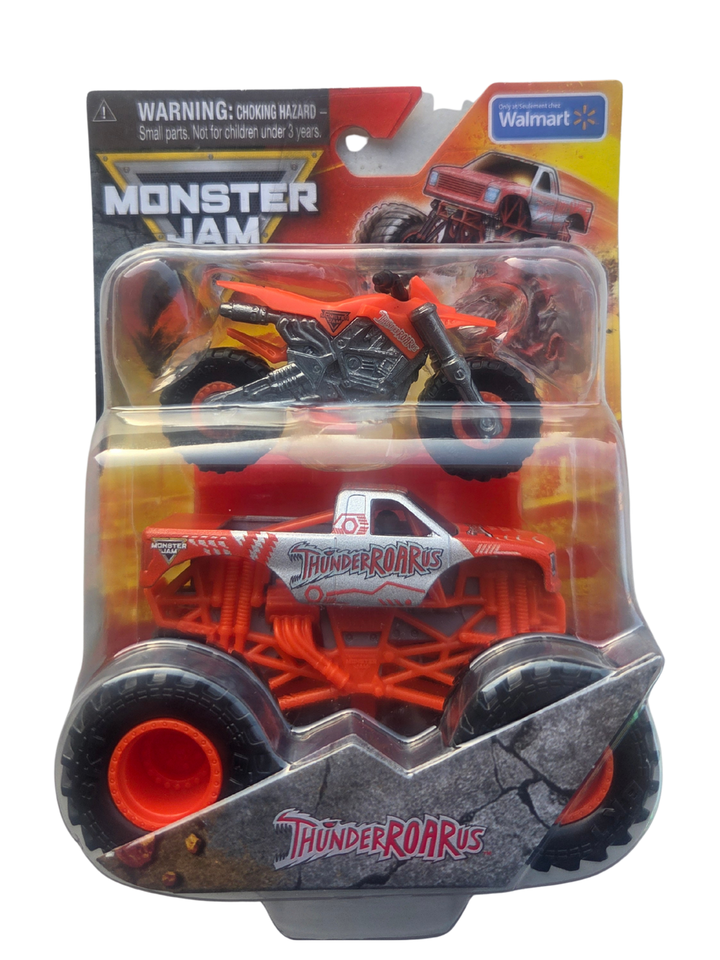 Monster Jam 2-Pack 1:64 Series 1 Freestyle Mania Thunderroarus Monster Truck & Dirt Bike