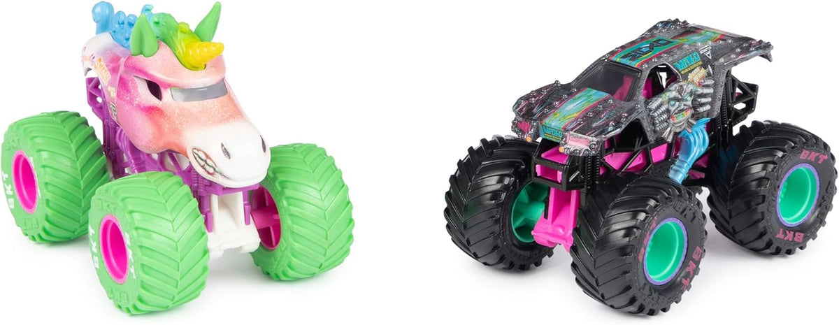 Monster Jam Nitro Neon, Sparkle Smash Vs. Max-D Die-Cast Vehicle, 1:64 Scale