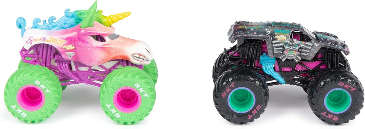 Monster Jam Nitro Neon, Sparkle Smash Vs. Max-D Die-Cast Vehicle, 1:64 Scale