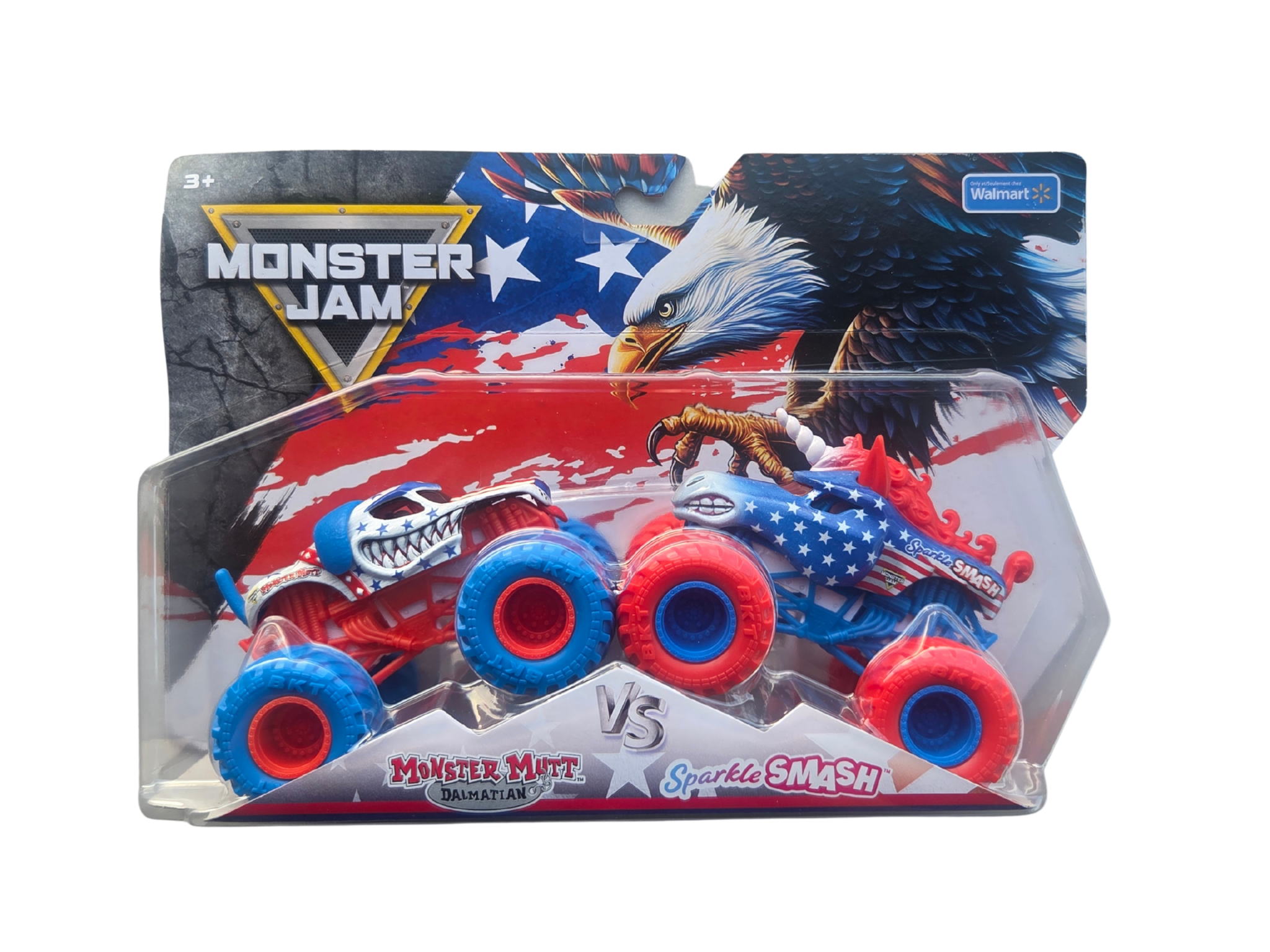 Monster Jam 1:64 2-Pack Series 02 Stars & Stripes Monster Mutt Dalmatian Vs. Sparkle Smash