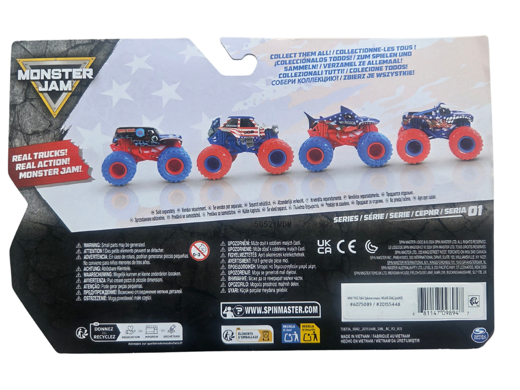 Monster Jam 1:64 2-Pack Series 01 Stars & Stripes El Toro Loco Vs. Megalodon