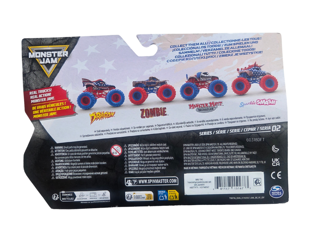 Monster Jam 1:64 2-Pack Series 02 Stars & Stripes Dragon Vs. Zombie
