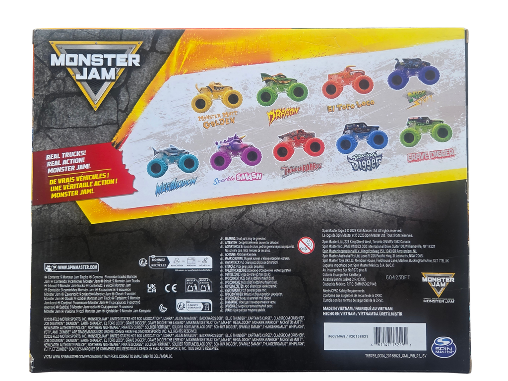 Monster Jam 1:64 2026 Collection 9-Pack Toy Vehicles