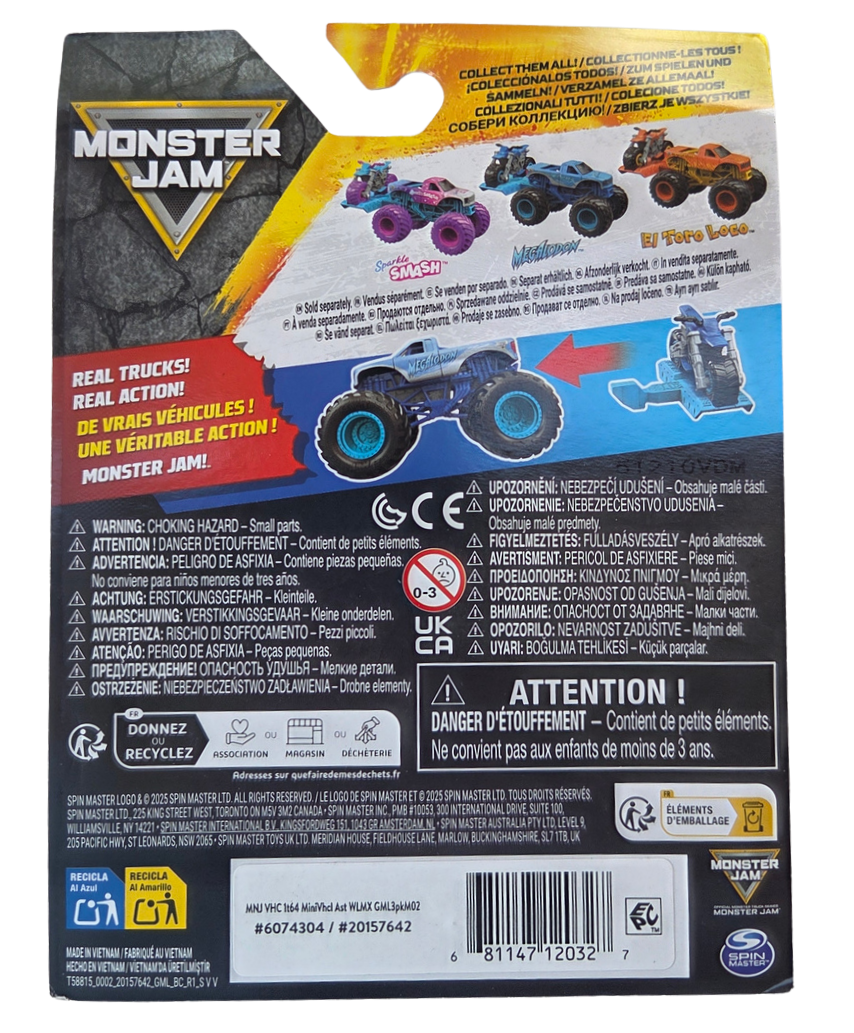 Monster Jam 2-Pack 1:64 Series 2 Freestyle Mania Megalodon Monster Truck & Dirt Bike