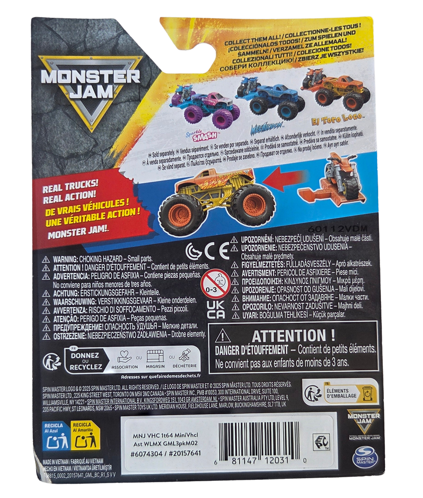 Monster Jam 2-Pack 1:64 Series 2 Freestyle Mania El Toro Loco Monster Truck & Dirt Bike