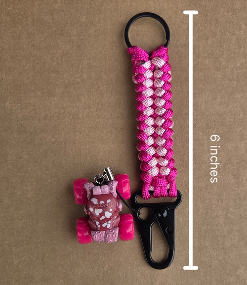 6-Inch Handmade Pink Octon8er Paracord Keychain