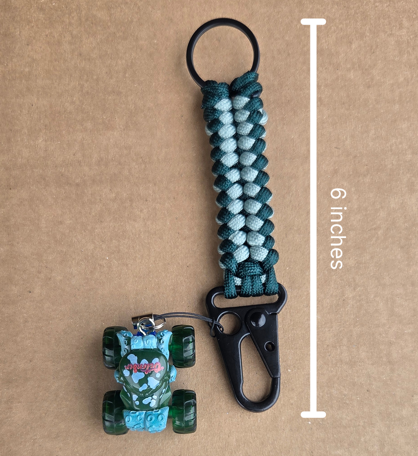 6-Inch Handmade Green Octon8er Paracord Keychain