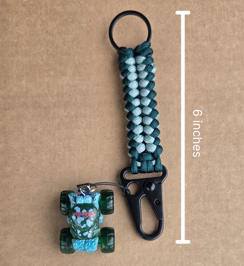 6-Inch Handmade Green Octon8er Paracord Keychain