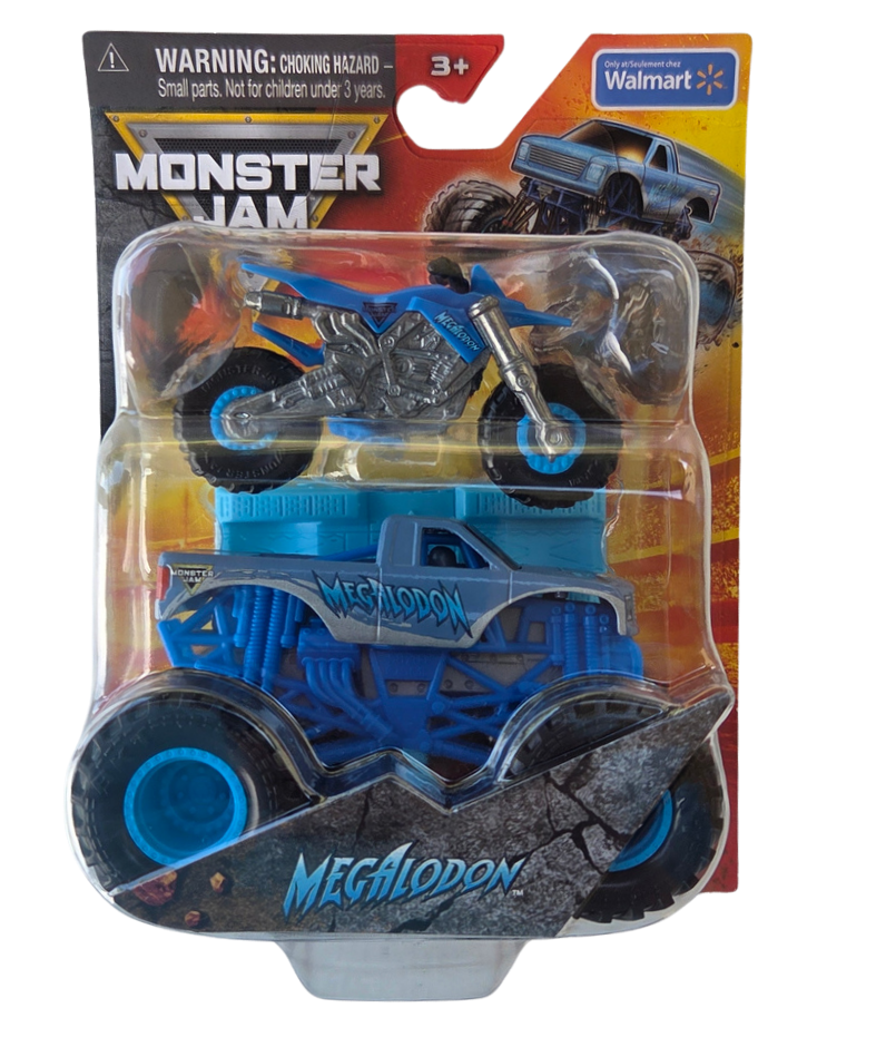 Monster Jam 2-Pack 1:64 Series 2 Freestyle Mania Megalodon Monster Truck & Dirt Bike