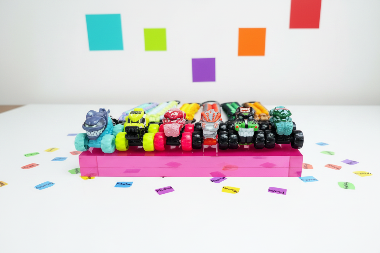 Pixdrive Keychains on Pink Square Base